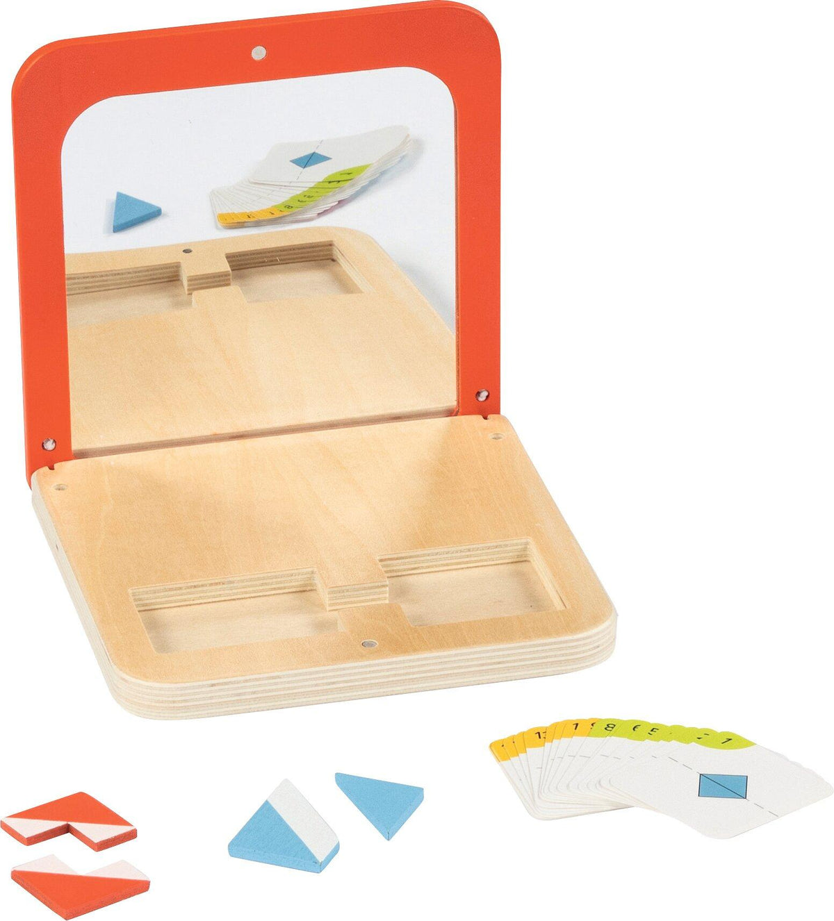 Symmetriespiel Spiegelmagie mit Spiegel und Vorlagenkarten – weitere Ansicht