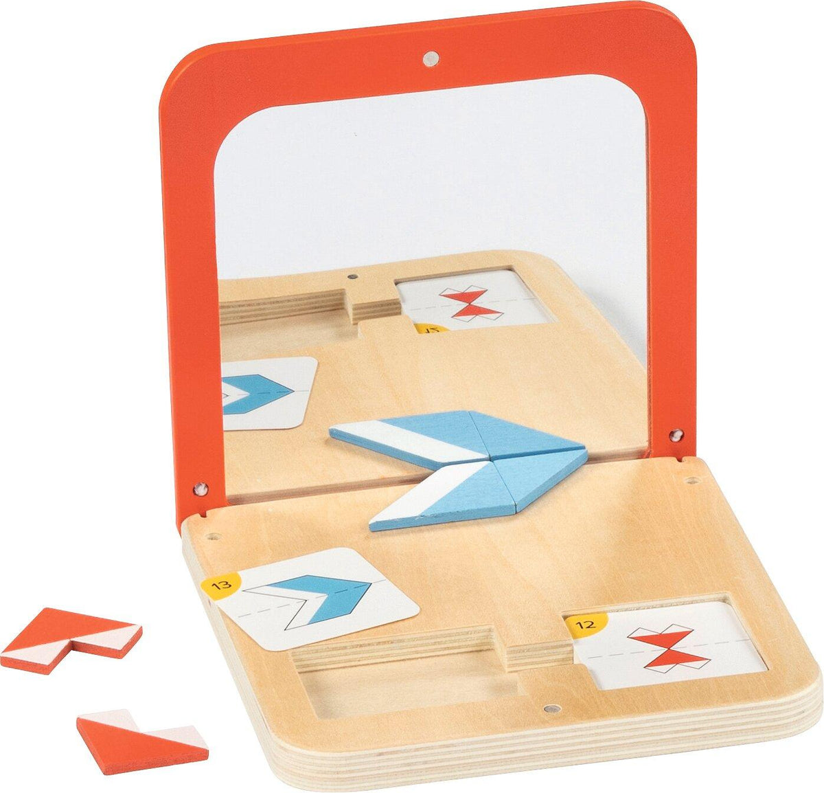Symmetriespiel Spiegelmagie mit Spiegel und Vorlagenkarten – weitere Ansicht