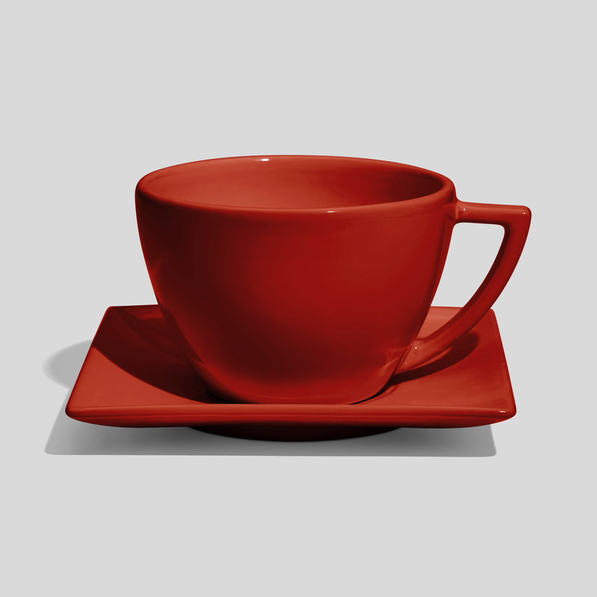 Tasse mit Dreiecksgriff und eckiger Untertasse 520 ml