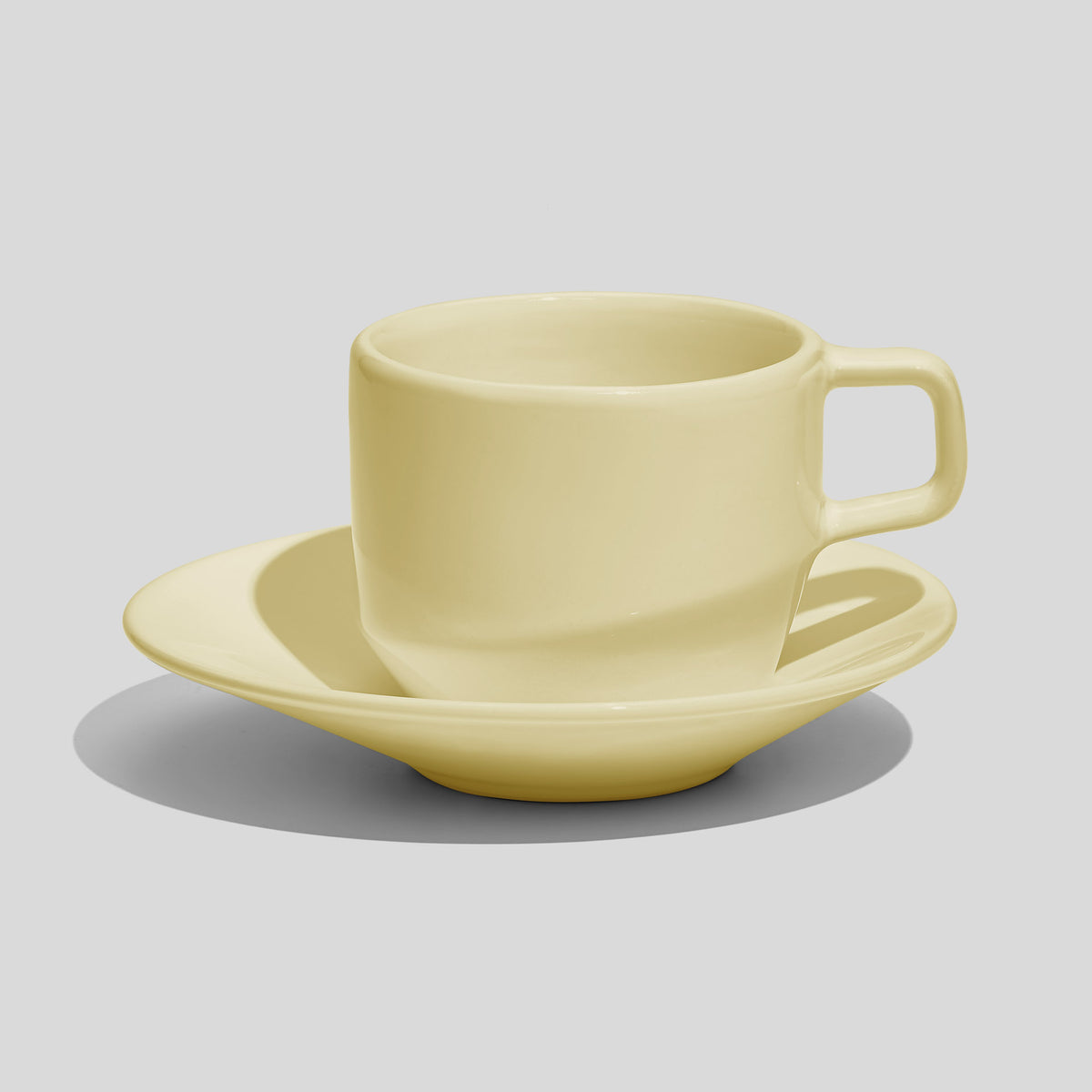 Tasse mit eckigem Henkel und Untertasse 200 ml – Ecru