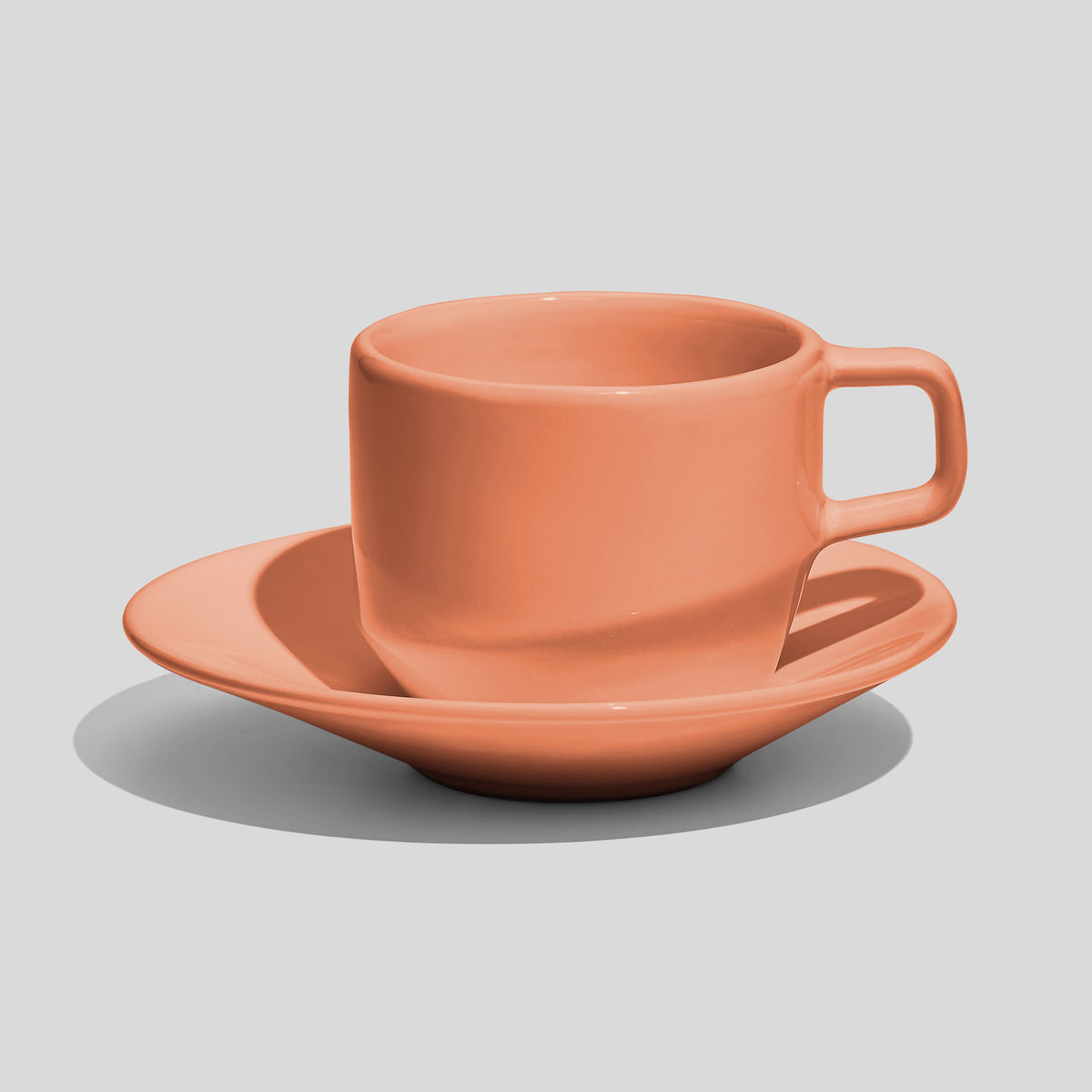 Tasse mit eckigem Henkel und Untertasse 200 ml – Lachs