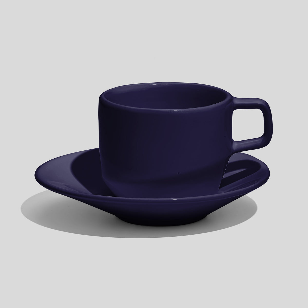 Tasse mit eckigem Henkel und Untertasse 200 ml – Nachtblau