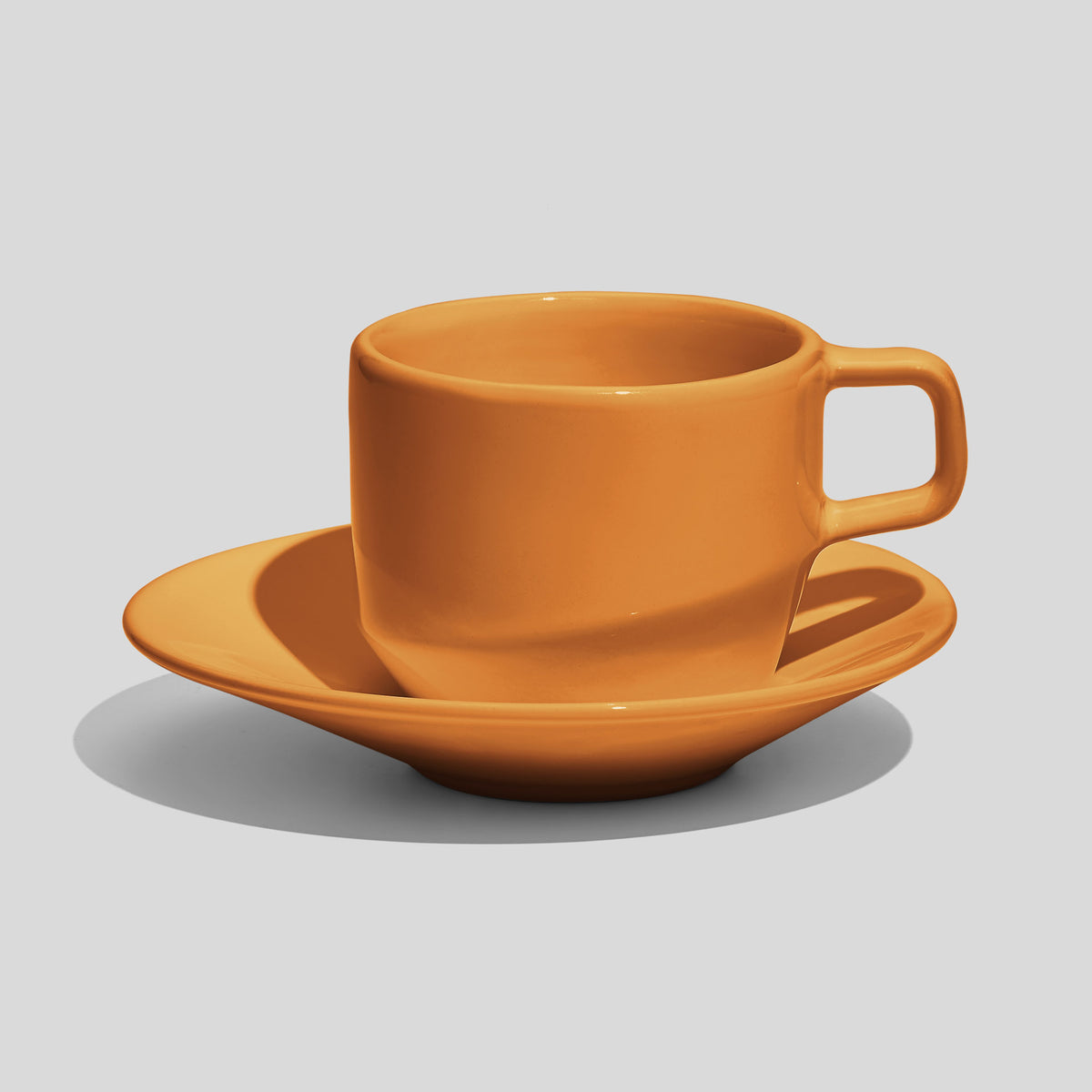 Tasse mit eckigem Henkel und Untertasse 200 ml – Senfgelb
