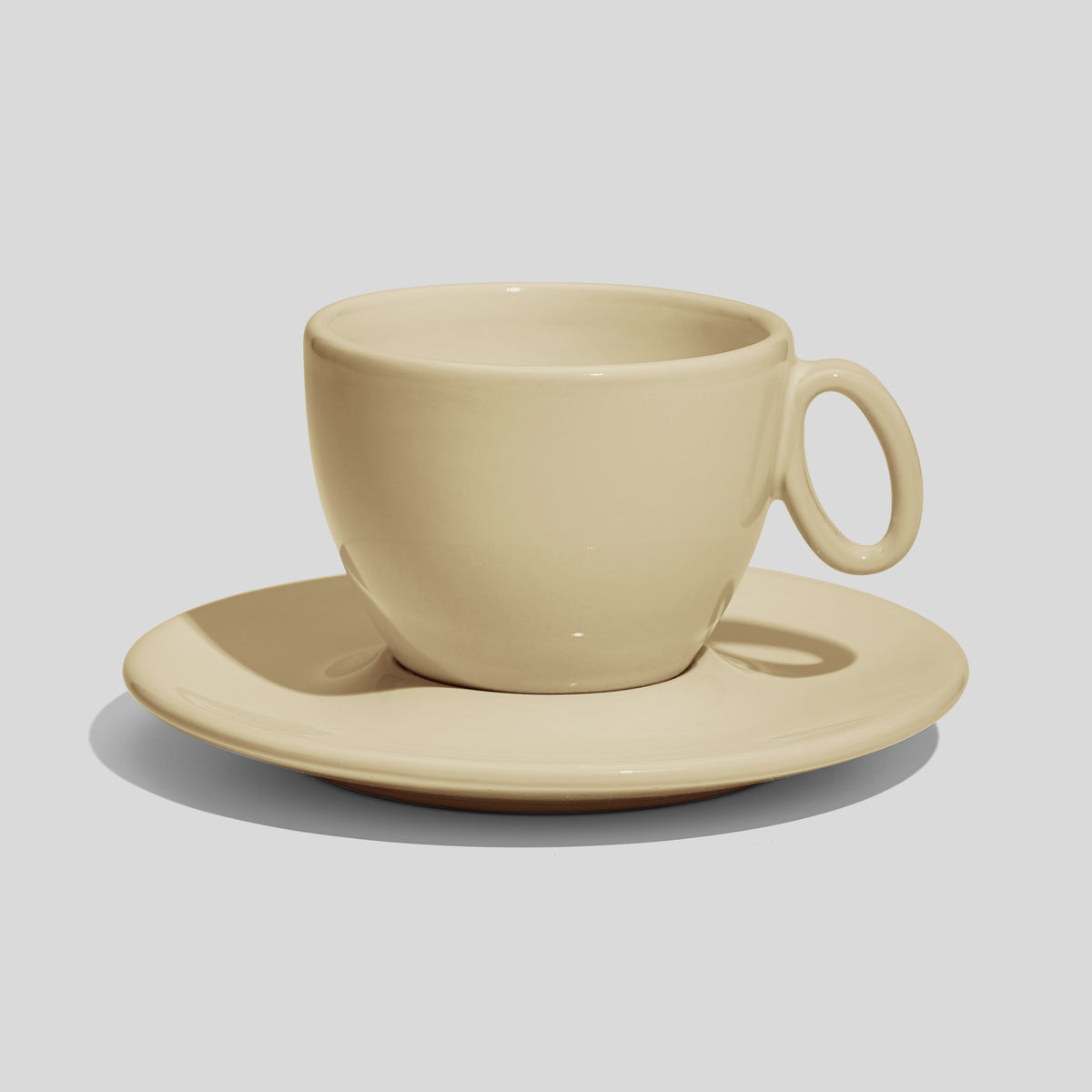Tasse mit Untertasse 150 ml und ovalem Ringhenkel – Beige