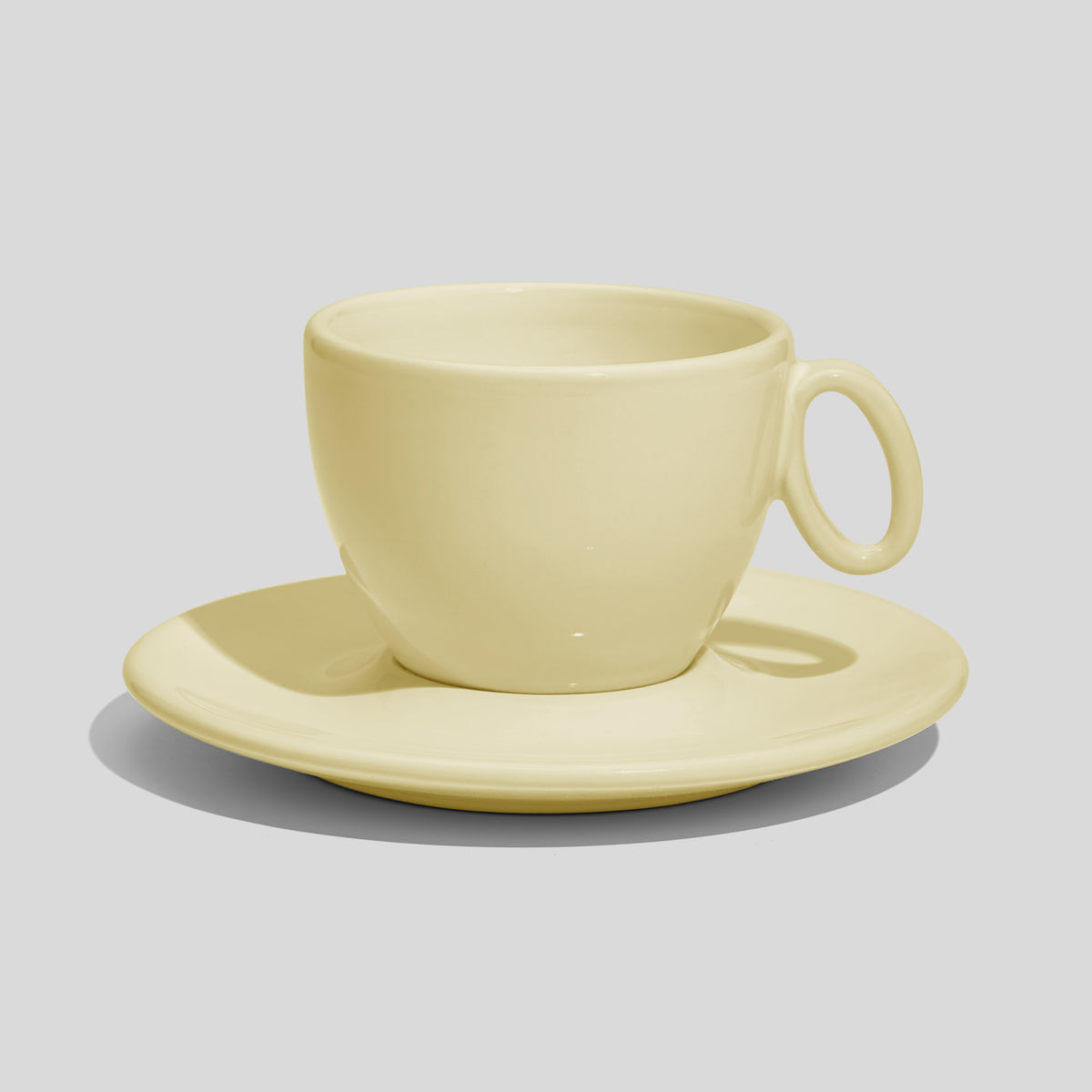 Tasse mit Untertasse 150 ml und ovalem Ringhenkel – Ecru