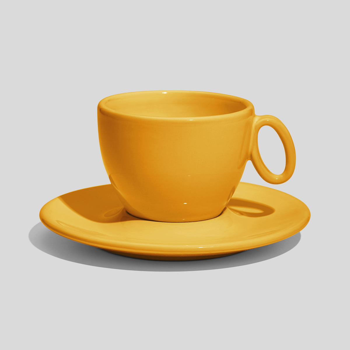 Tasse mit Untertasse 150 ml und ovalem Ringhenkel – Gelb