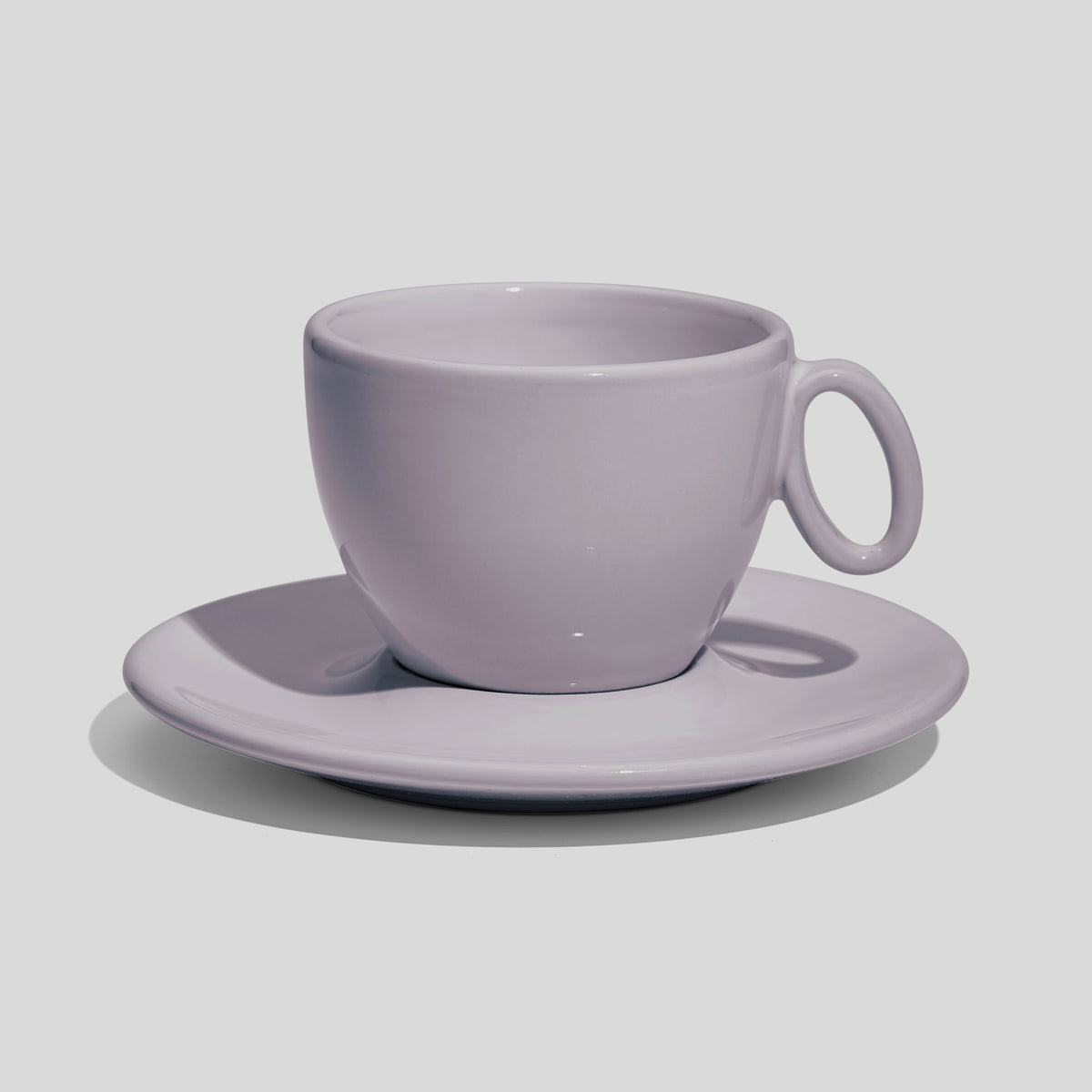 Tasse mit Untertasse 150 ml und ovalem Ringhenkel – Hellgrau