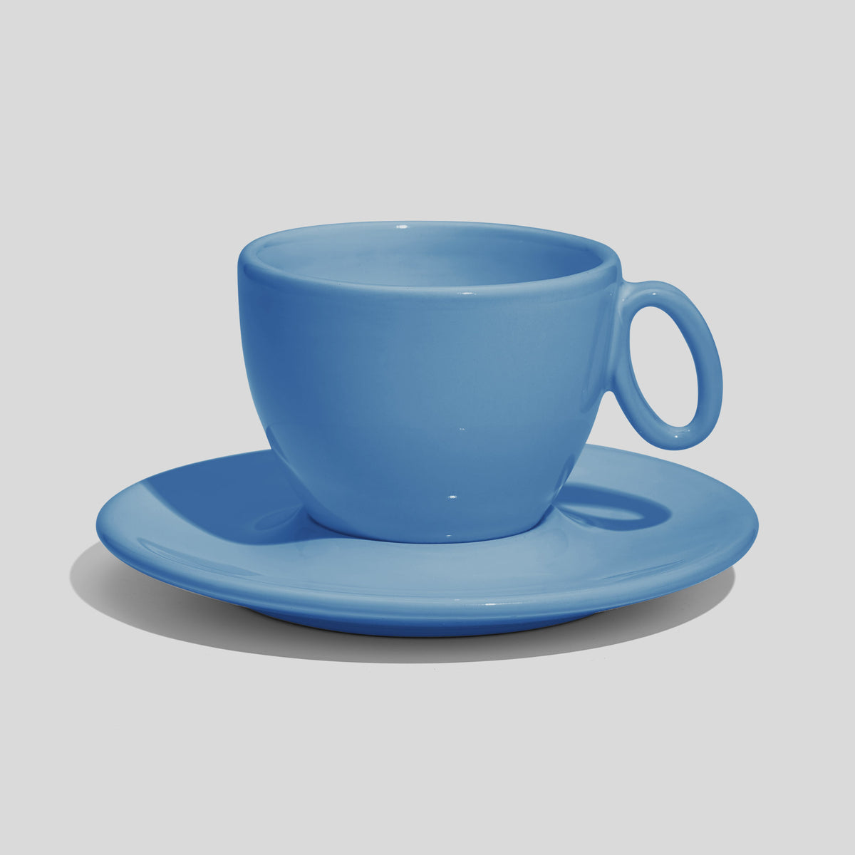 Tasse mit Untertasse 150 ml und ovalem Ringhenkel – Himmelblau