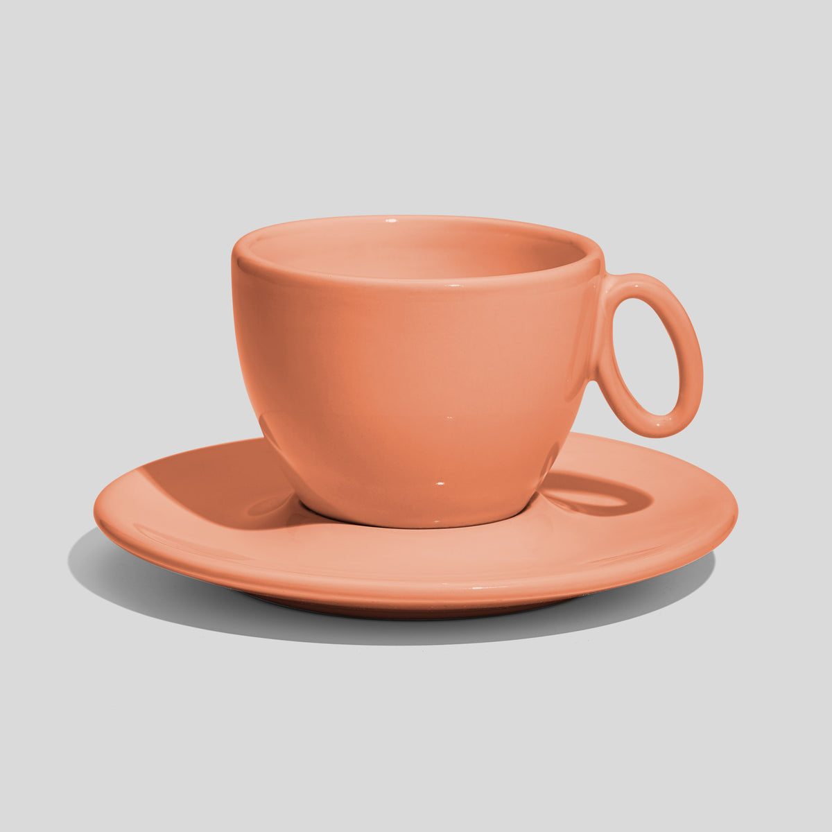 Tasse mit Untertasse 150 ml und ovalem Ringhenkel – Lachs