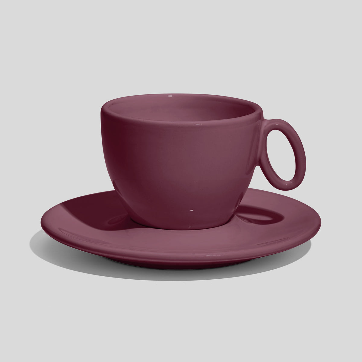 Tasse mit Untertasse 150 ml und ovalem Ringhenkel – Mauve