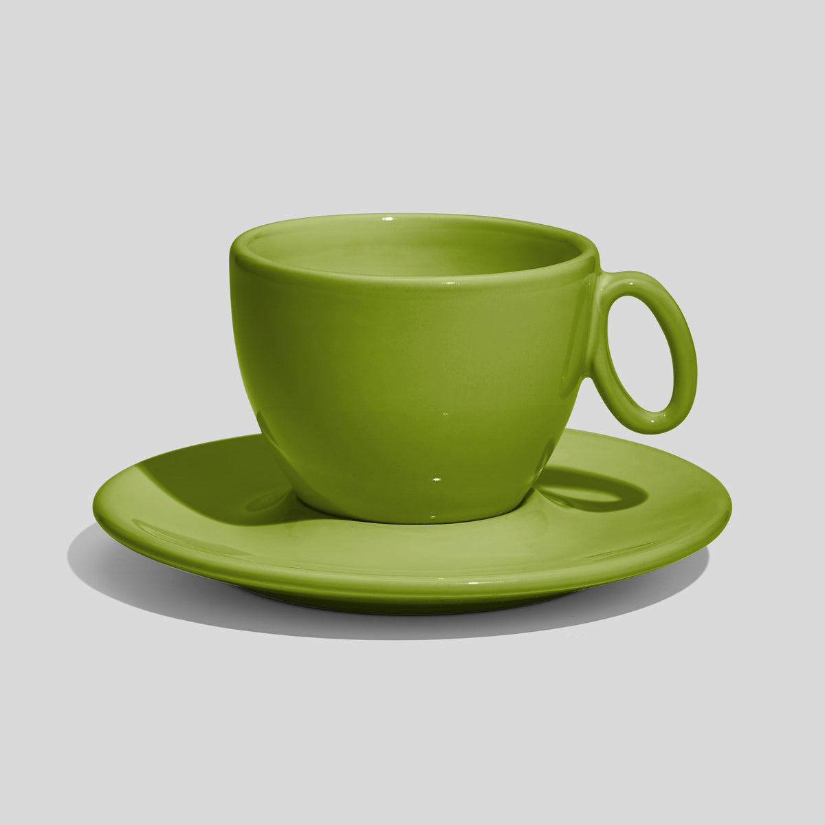 Tasse mit Untertasse 150 ml und ovalem Ringhenkel – Olivgrün