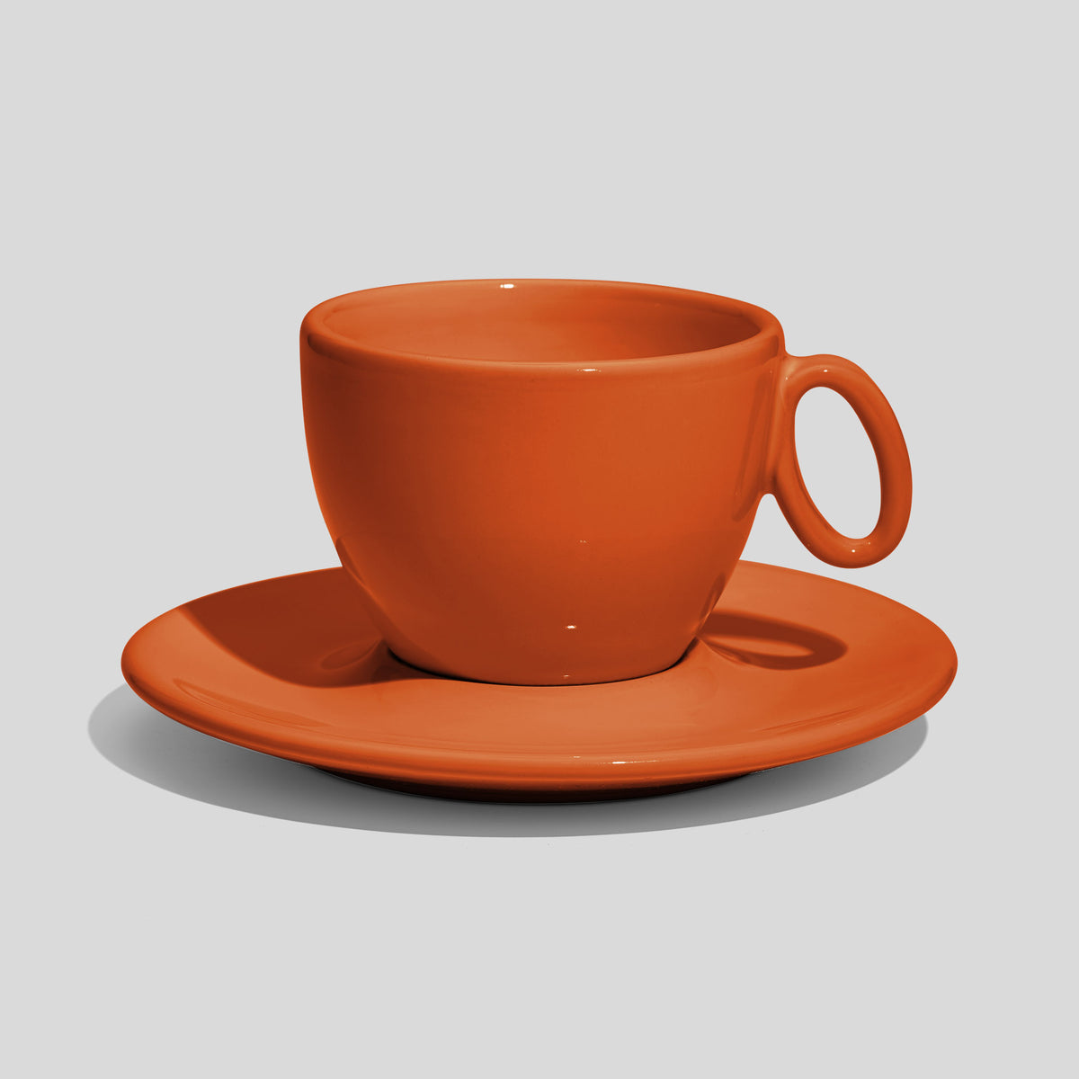 Tasse mit Untertasse 150 ml und ovalem Ringhenkel – Orange