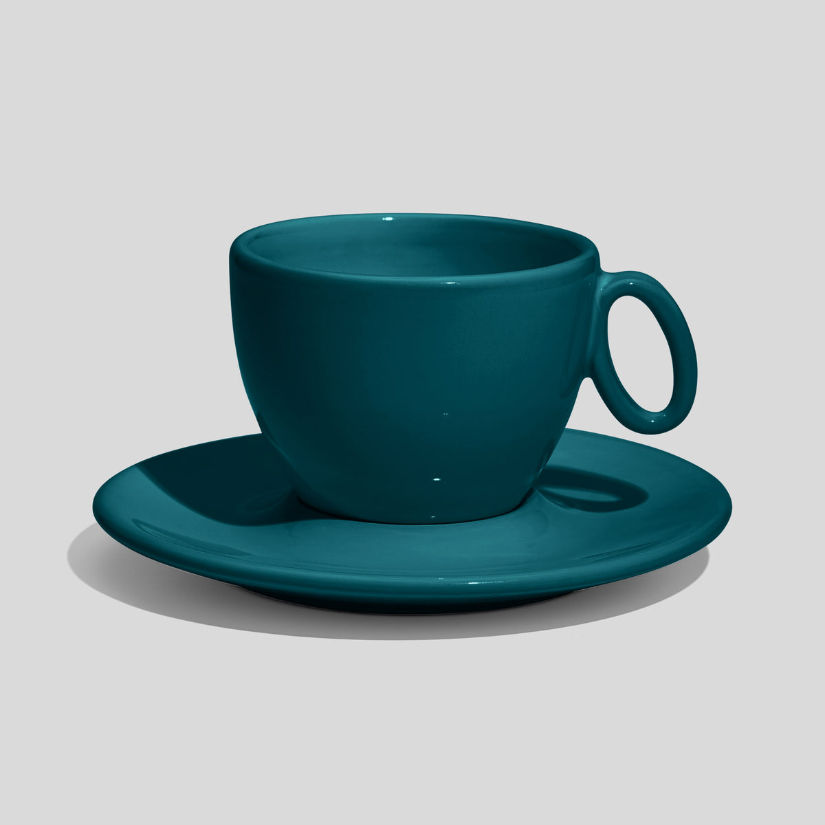 Tasse mit Untertasse 150 ml und ovalem Ringhenkel – Petrol