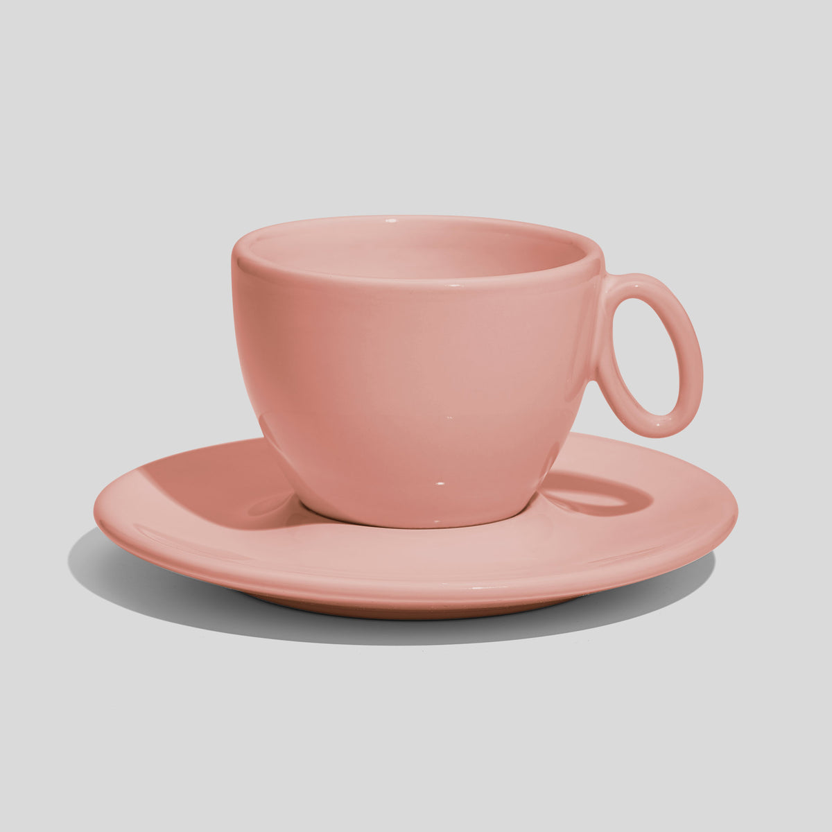 Tasse mit Untertasse 150 ml und ovalem Ringhenkel – Rosa