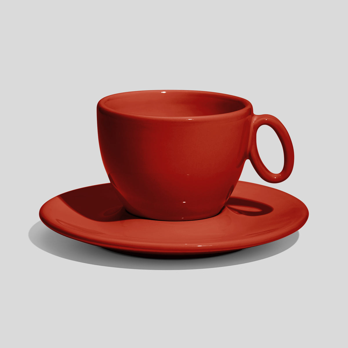 Tasse mit Untertasse 150 ml und ovalem Ringhenkel – Rot