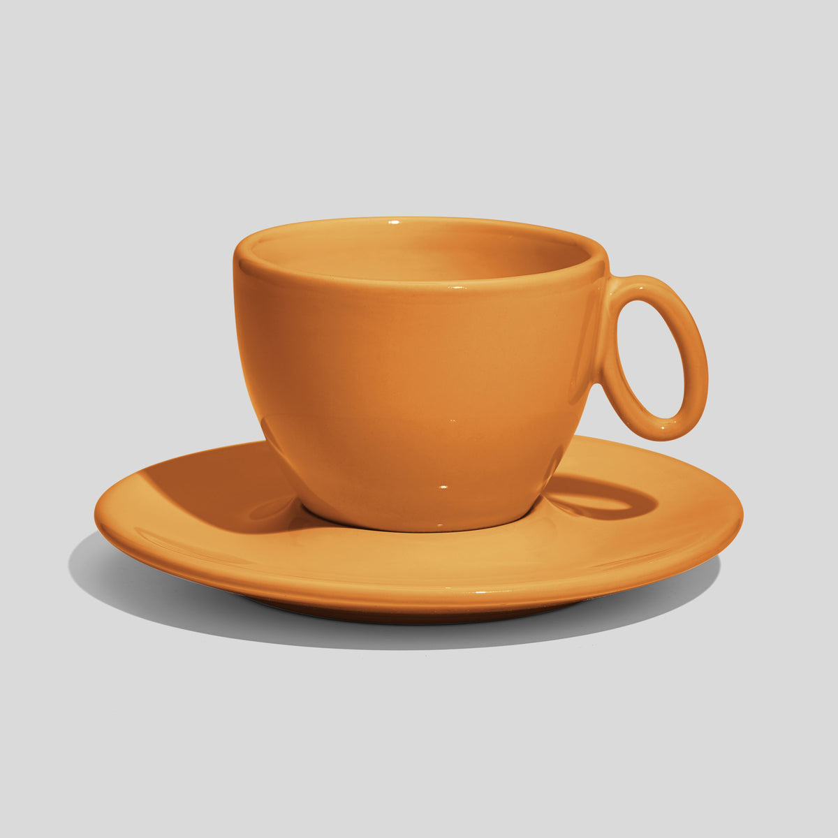 Tasse mit Untertasse 150 ml und ovalem Ringhenkel – Senfgelb