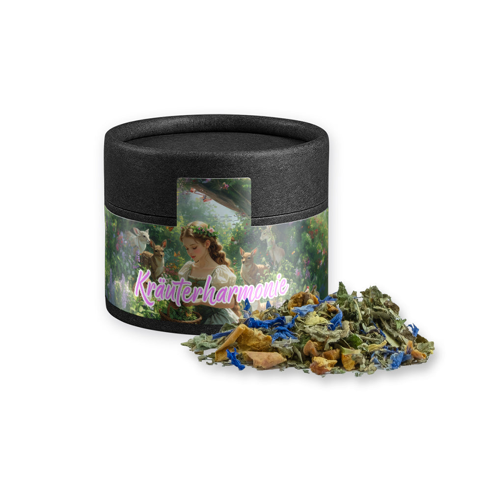Tee in der schwarzen Mini Dose – Kräutertee Harmonie, ca. 15 g
