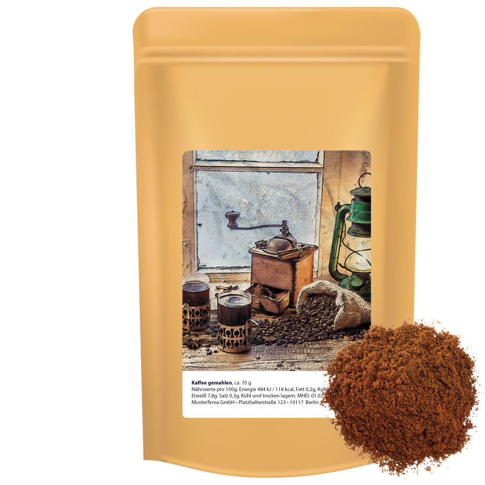 Tee und Kaffee im Standbeutel Midi aus Kraftpapier – Kaffee, gemahlen, ca. 70 g
