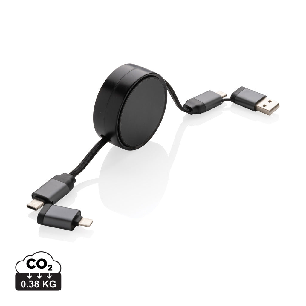 Terra aufrollbares 6-in-1 60W-Kabel aus RCS recyc. Aluminium