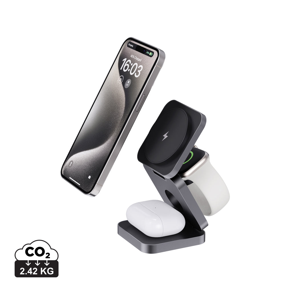 Terra faltbares 3-in-1 15W Charger aus RCS rec. Aluminium