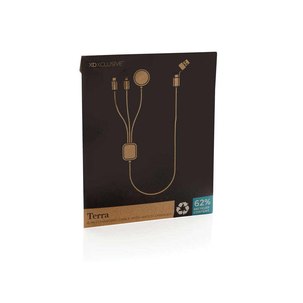 Terra RCS rPET 6-in-1-Ladekabel mit Uhrenladegerät