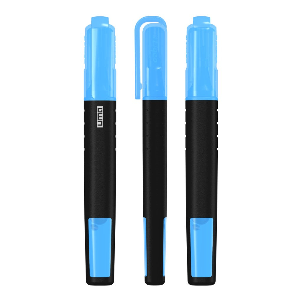 Textmarker in Stiftform mit transparenter Kappe