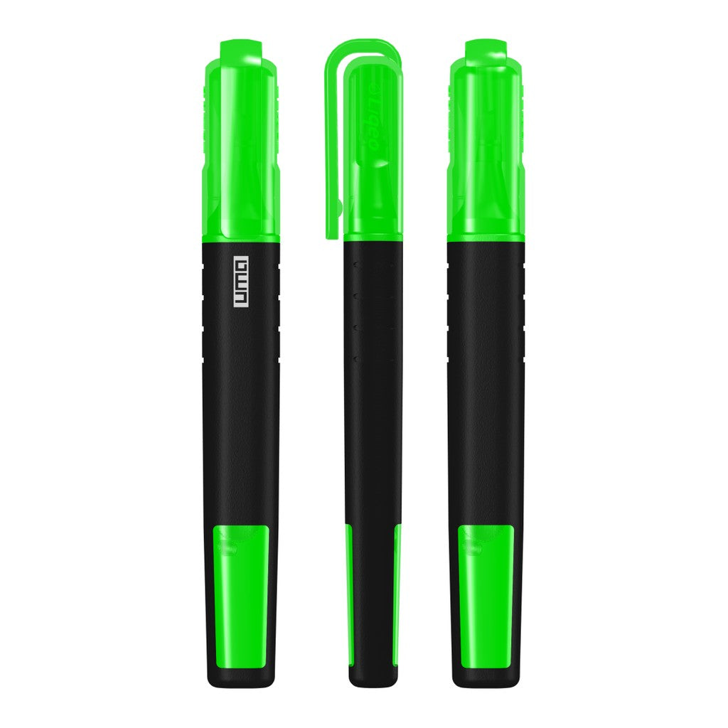 Textmarker in Stiftform mit transparenter Kappe – Neongrün