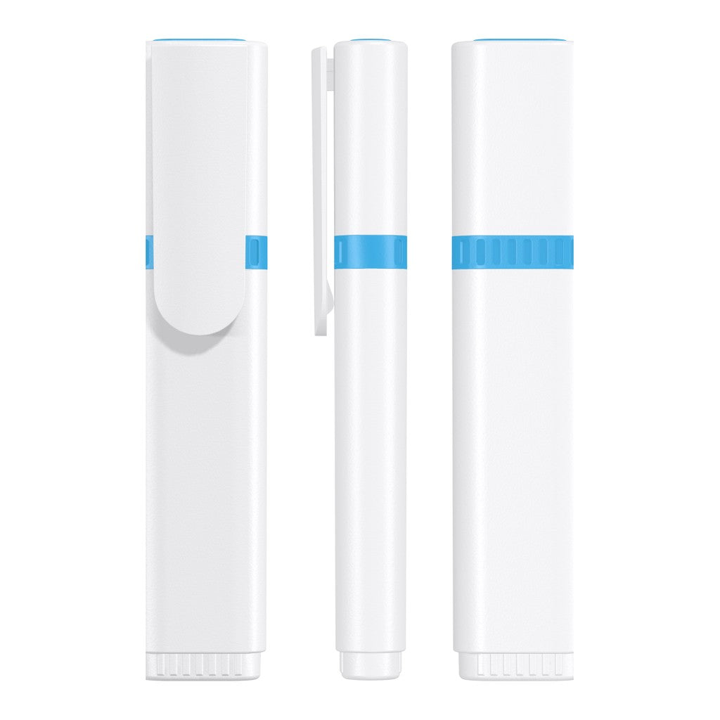 Textmarker mit farbigem Clip und Zierring