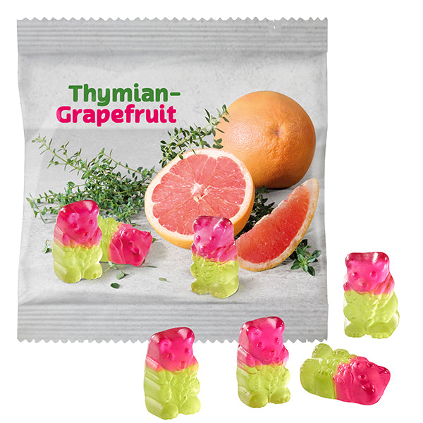 Thymian Grapefruit Bärchen ohne Gelatine, Werbetütchen 100 x 95 mm