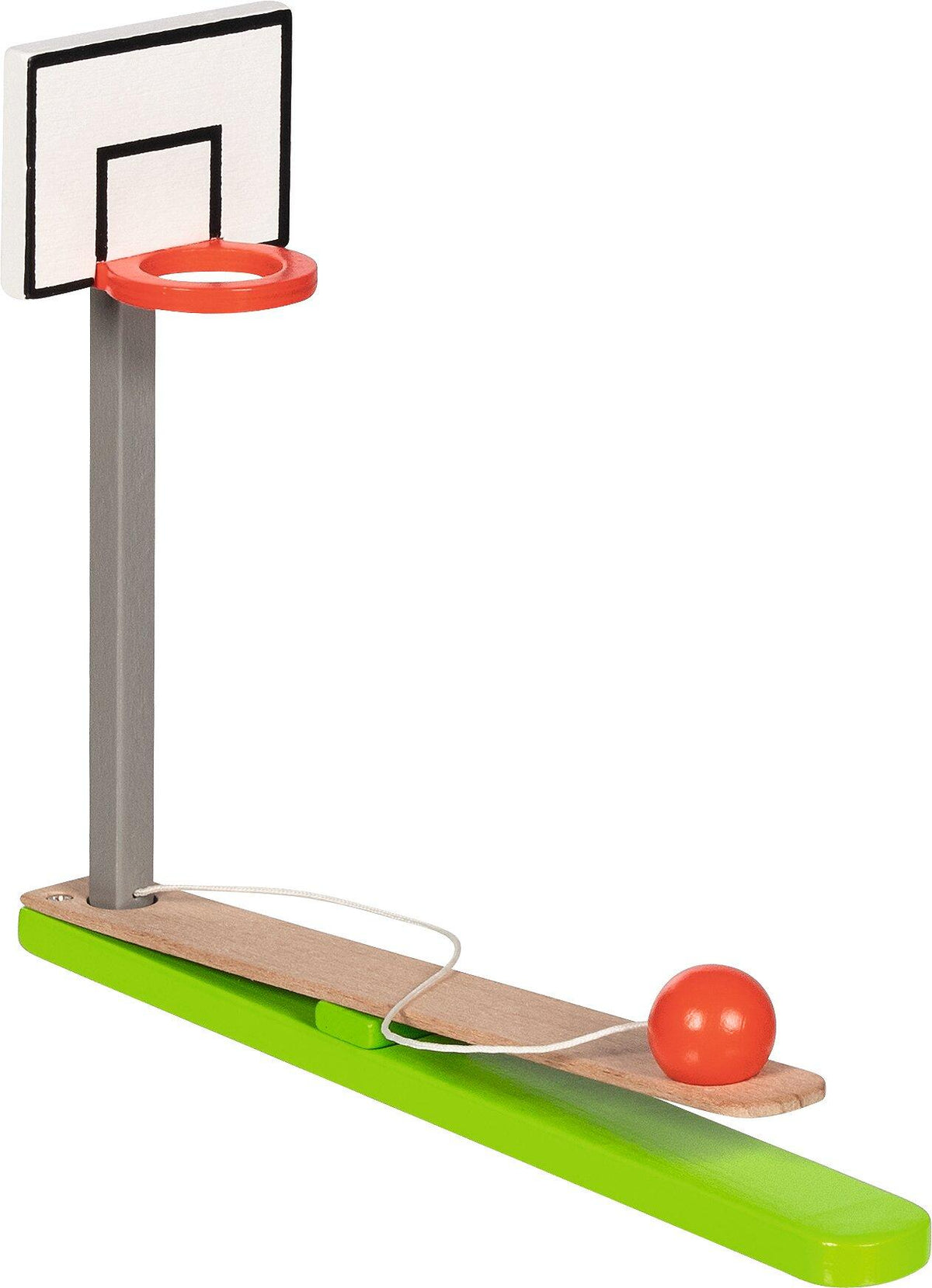 Tischbasketball aus Holz mit Korb, Brett und Kugel – Ansicht