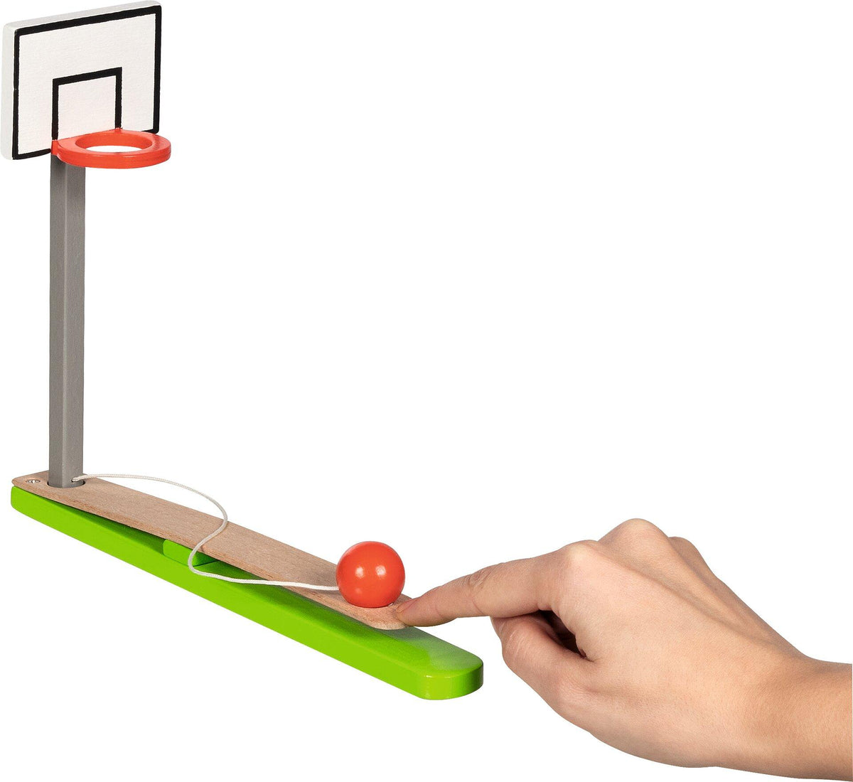 Tischbasketball aus Holz mit Korb, Brett und Kugel – weitere Ansicht