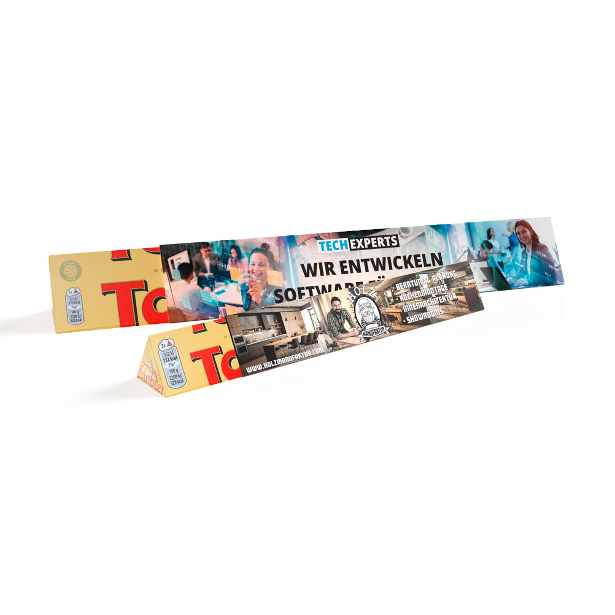 Toblerone 100 g im bedruckten dreieckigen Werbeschuber