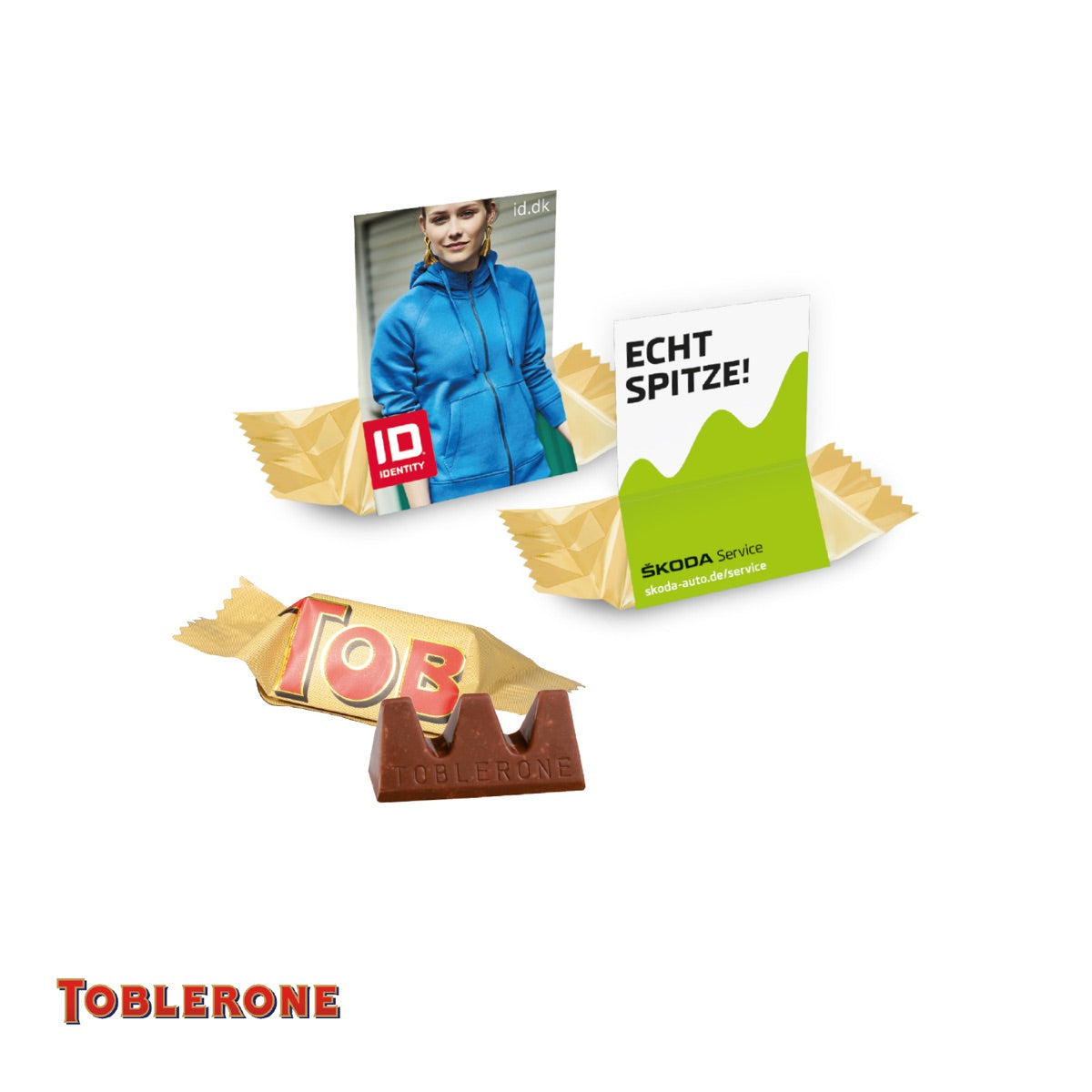 Kleiner Kartonaufsteller mit vollflächig bedruckter Front
