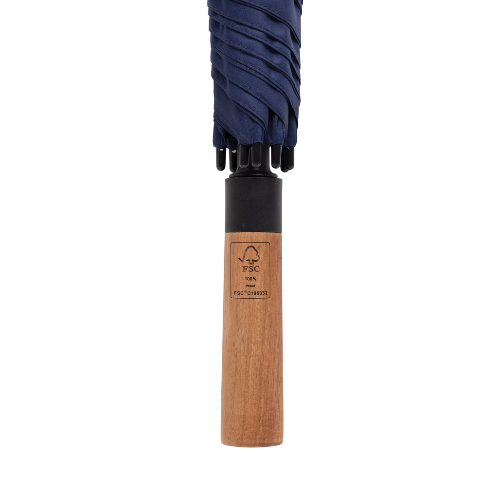 Tony Aware™ RPET 30" Schirm mit auto. Öffnung & Akaziengriff – navy blau
