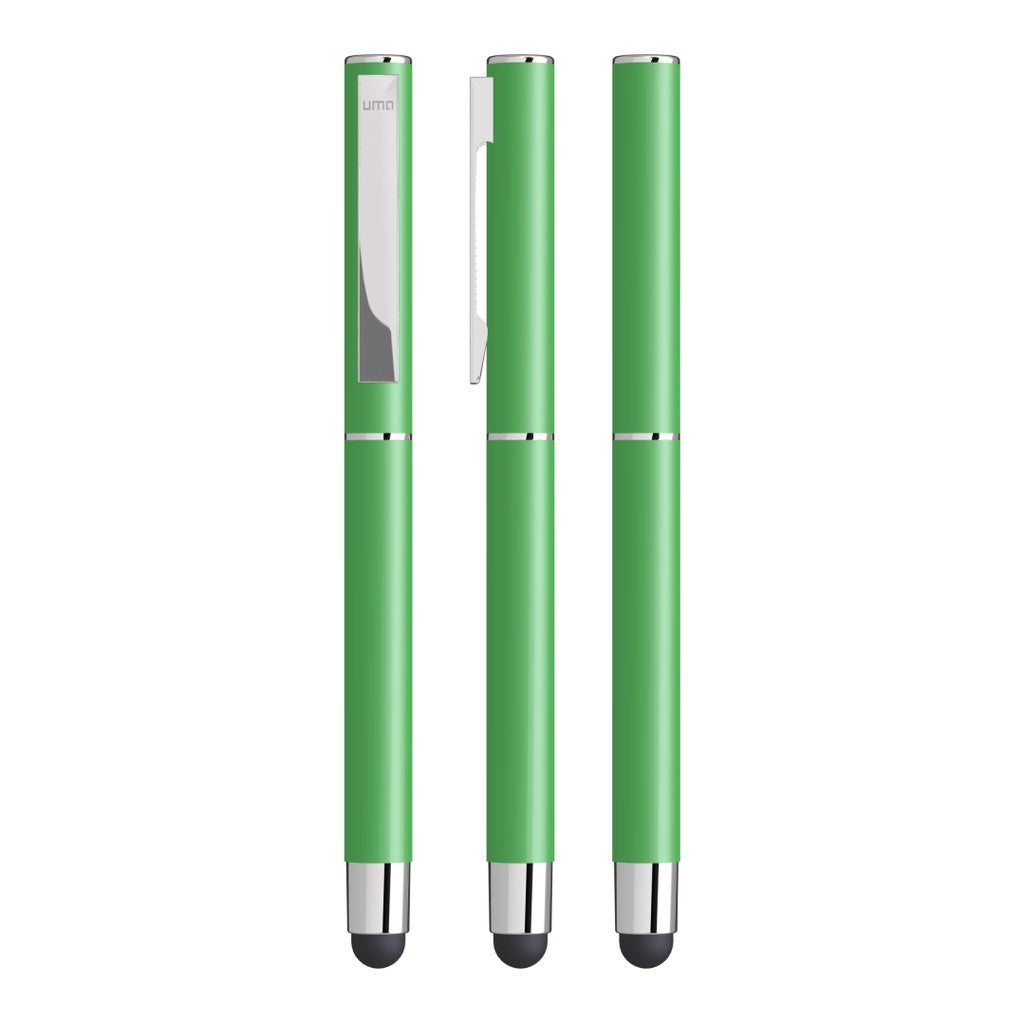 Touchpen aus Metall mit gummiertem Schaftende – Dunkelgrün