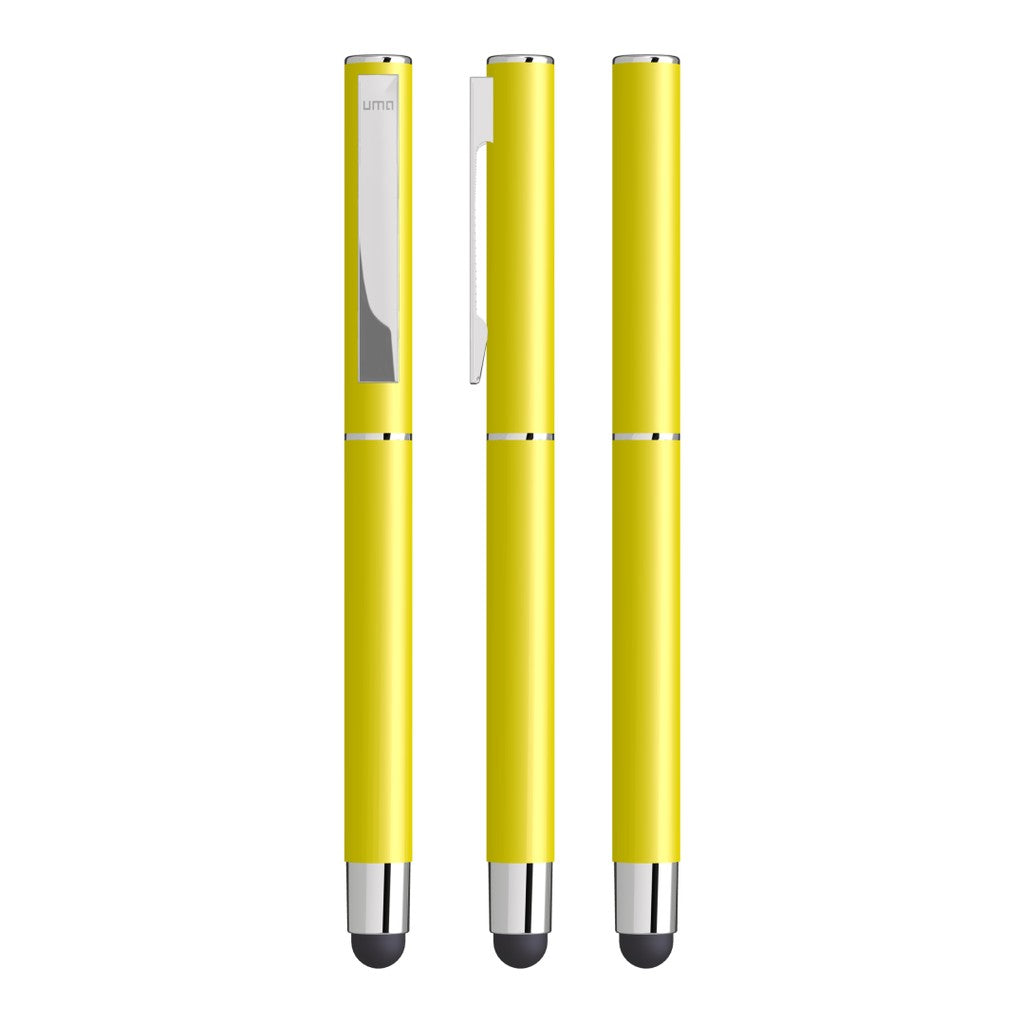 Touchpen aus Metall mit gummiertem Schaftende – Gelb