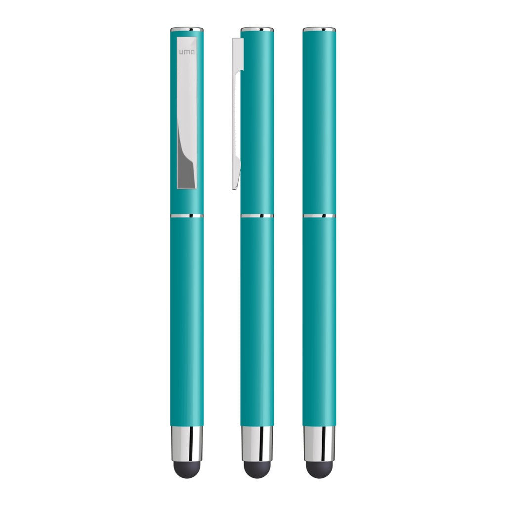 Touchpen aus Metall mit gummiertem Schaftende – Petrol