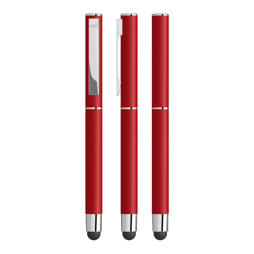 Touchpen aus Metall mit gummiertem Schaftende – Rot