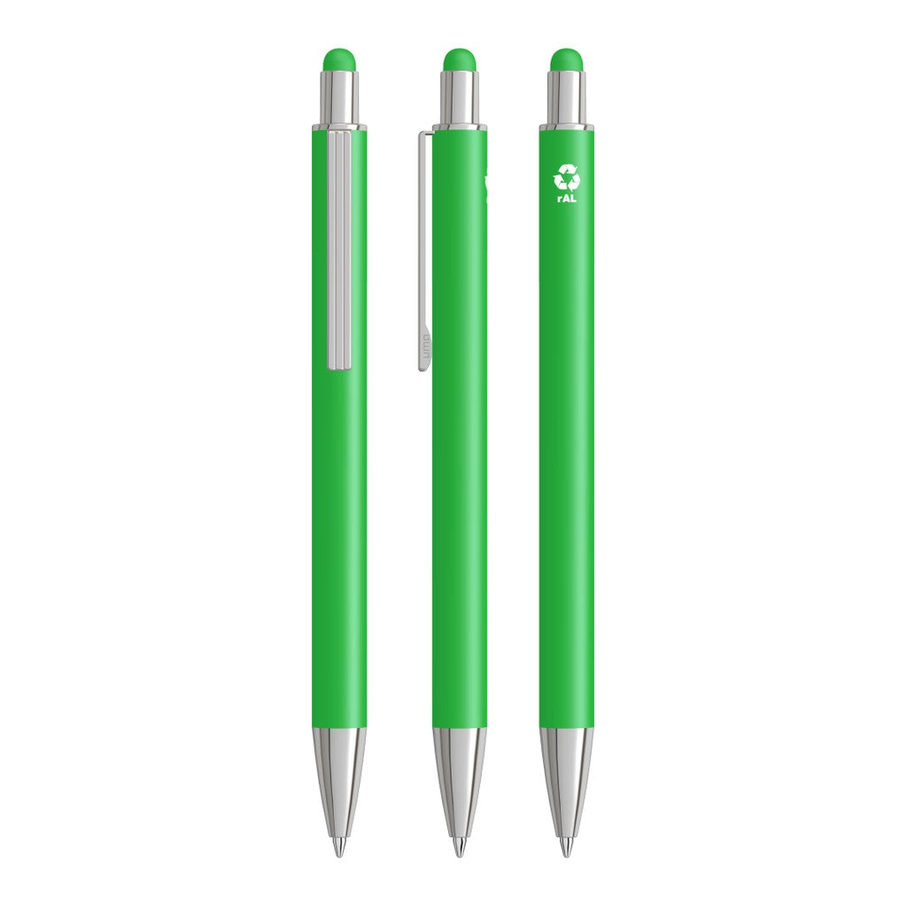 Touchpen aus Metall mit Gummispitze – Dunkelgrün