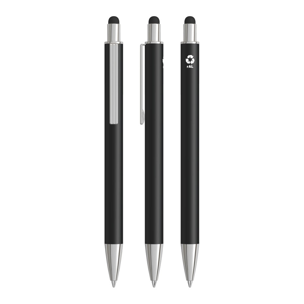 Touchpen aus Metall mit Gummispitze – Schwarz
