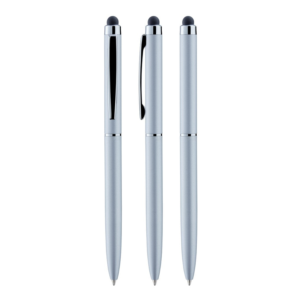 Touchpen aus Metall mit verchromtem Clip – Silber