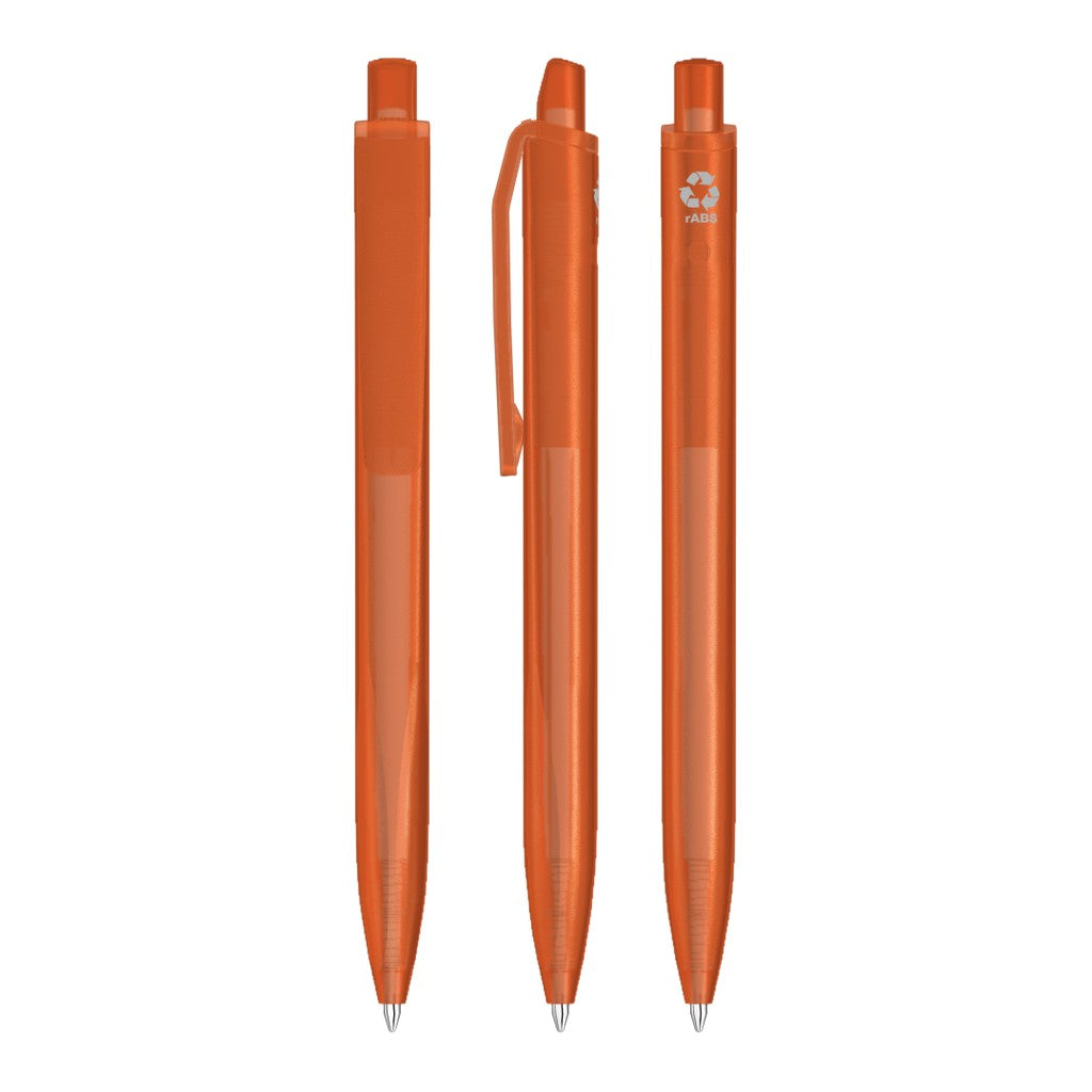 Transparenter Druckkugelschreiber mit ergonomischem Griff – Orange