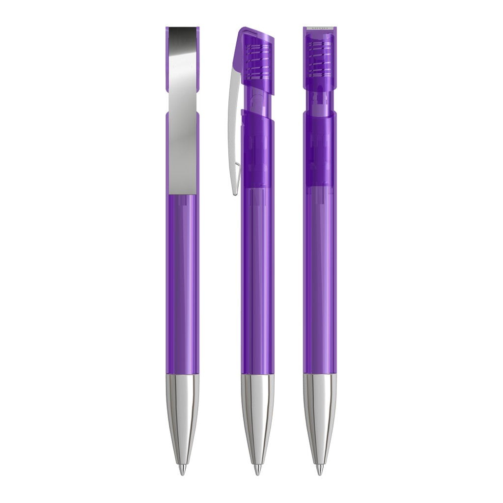 Transparenter Kugelschreiber mit Metallspitze – Violett