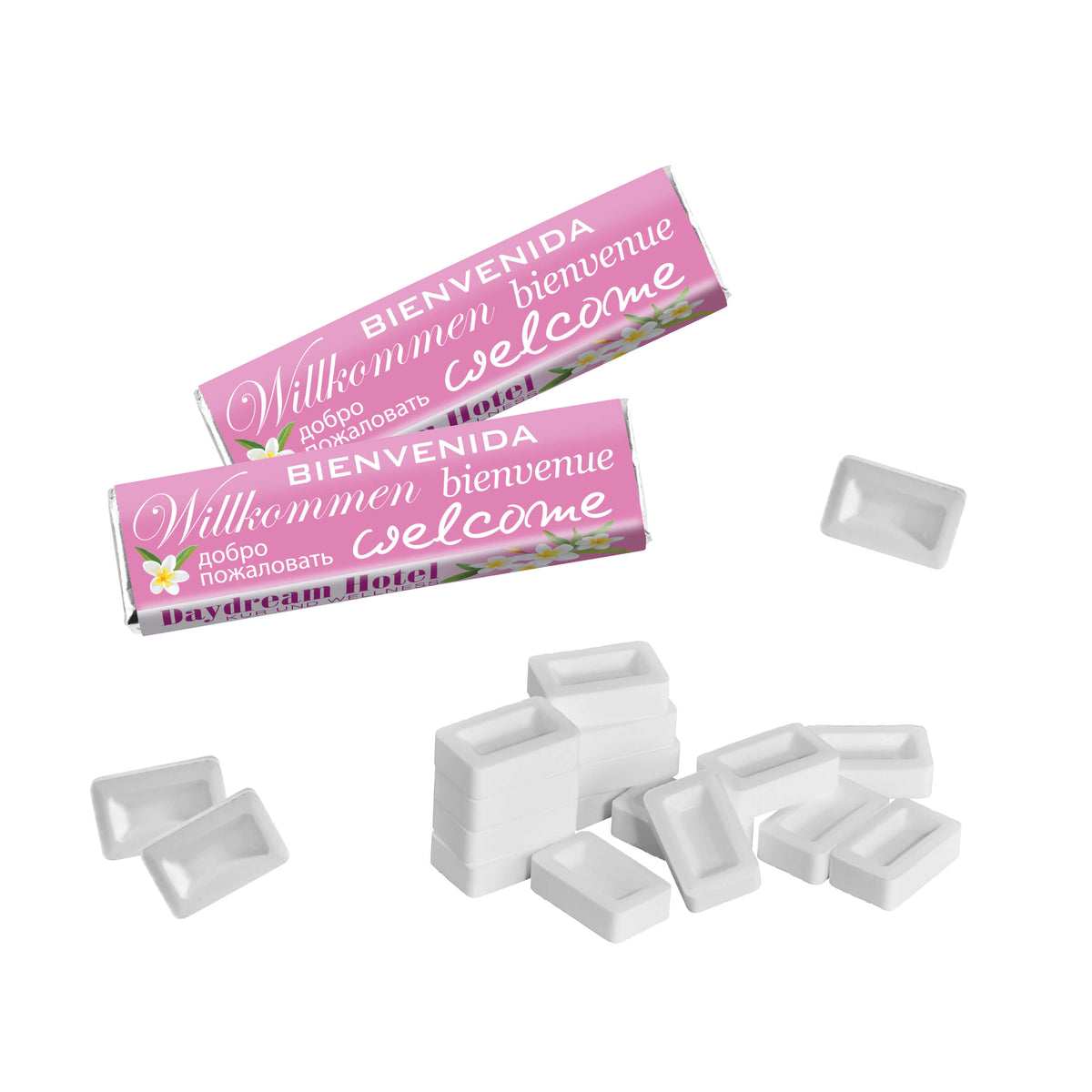 Traubenzucker Riegel Zitrone in Alufolie mit Logo Banderole