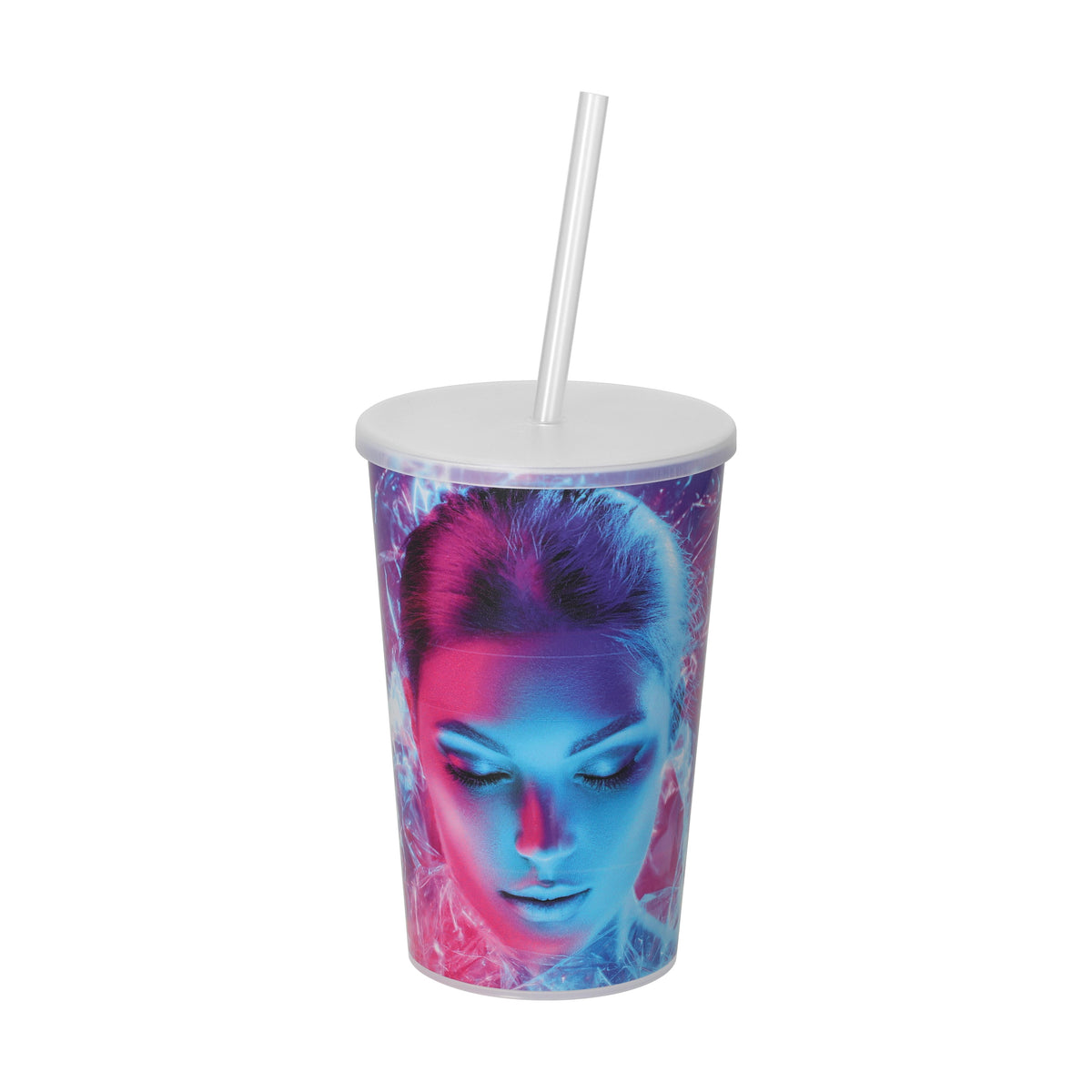 Trinkbecher „Vital“, 500 ml mit Deckel und Strohhalm