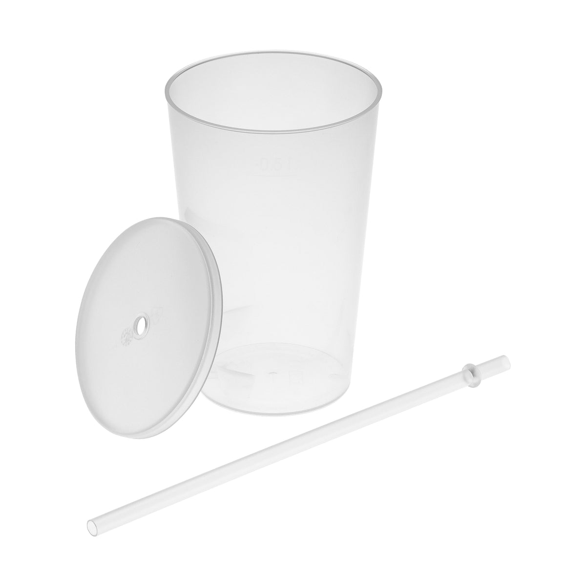 Trinkbecher „Vital“, 500 ml mit Deckel und Strohhalm