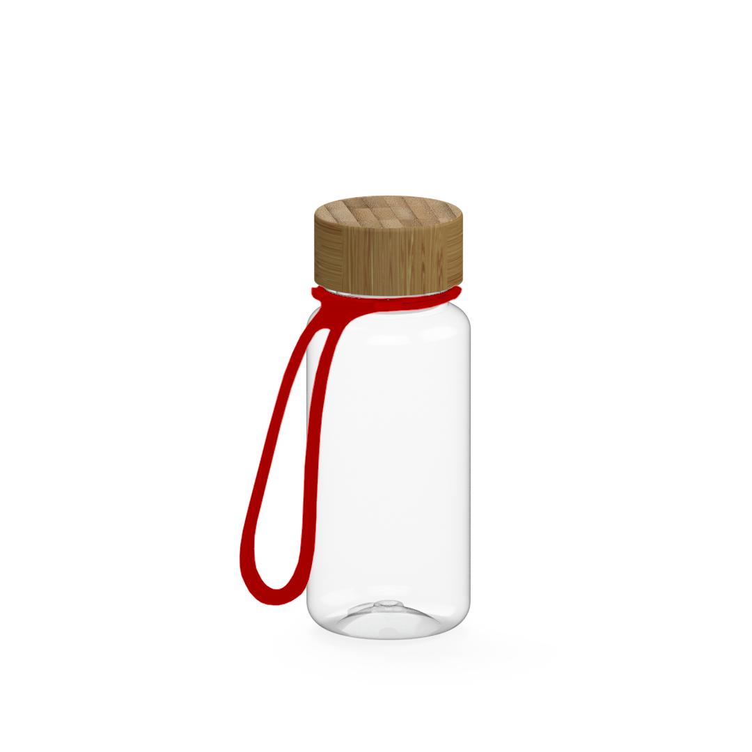 Trinkflasche, 400 ml, inkl. Strap – Transparent / Rot