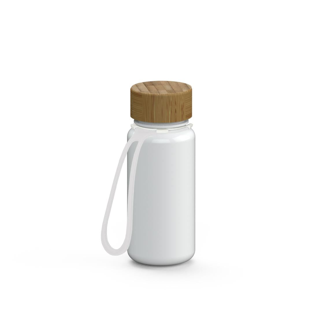 Trinkflasche, 400 ml, inkl. Strap – Weiß / Transparent