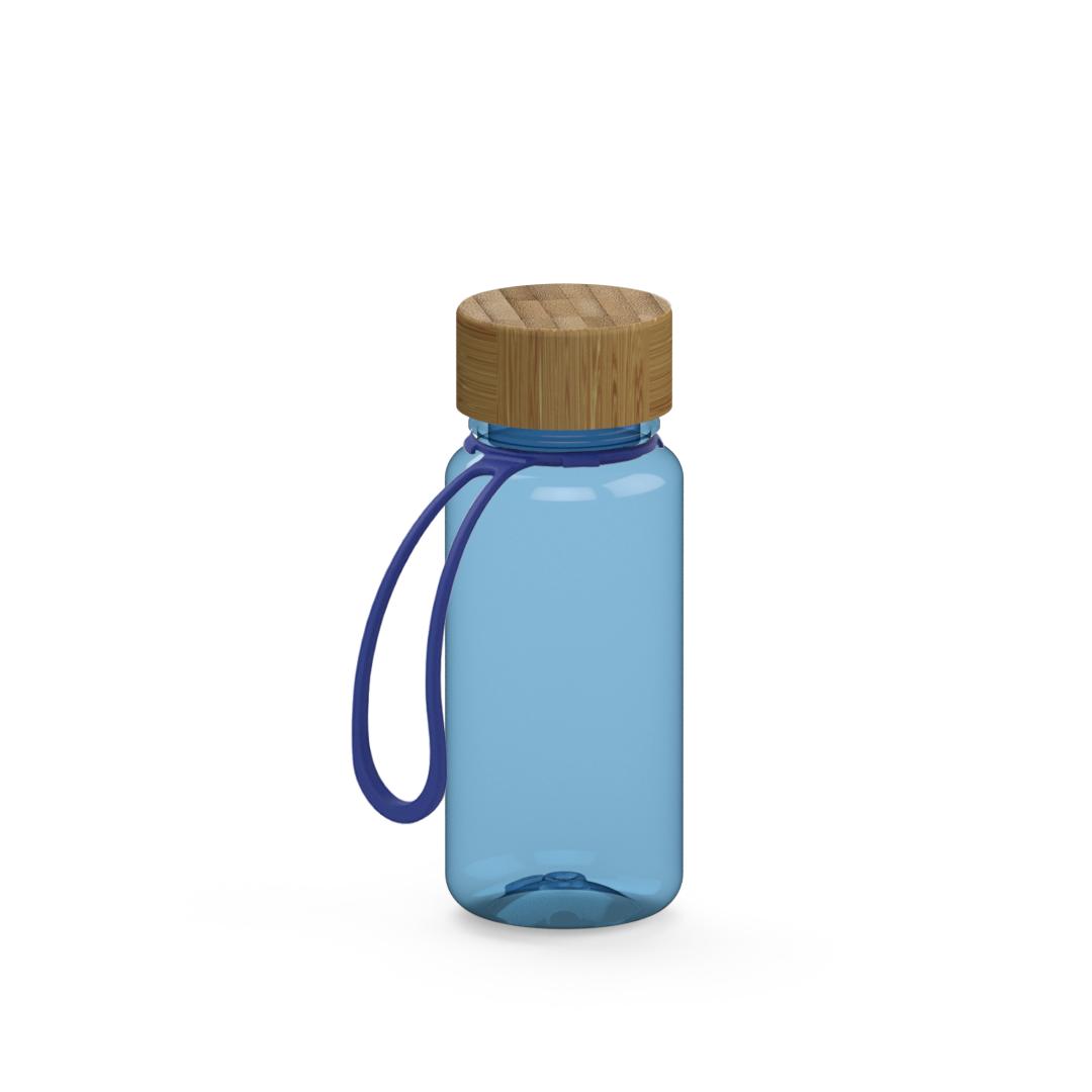 Trinkflasche, 400 ml, inkl. Strap – Transparent blau / Blau