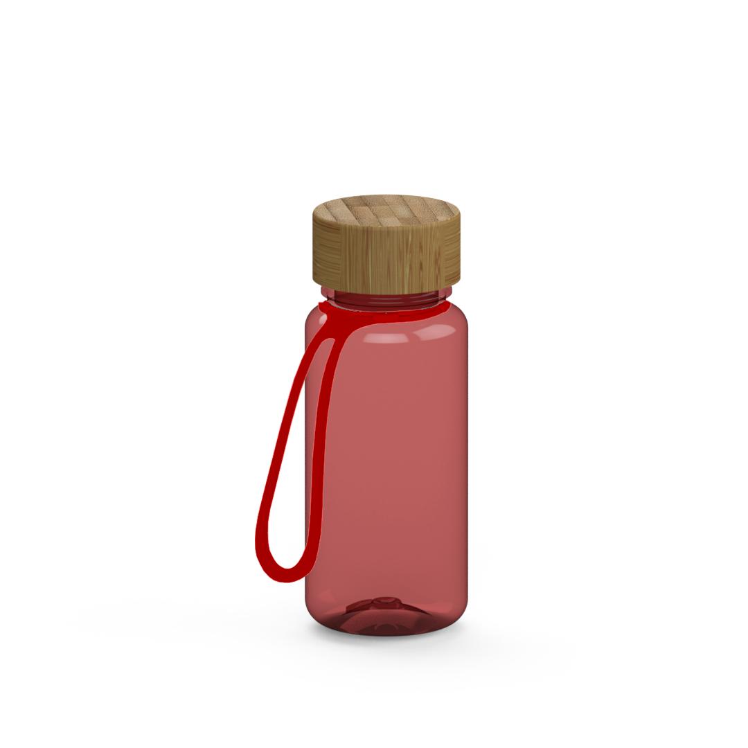 Trinkflasche, 400 ml, inkl. Strap – Transparent rot / Rot